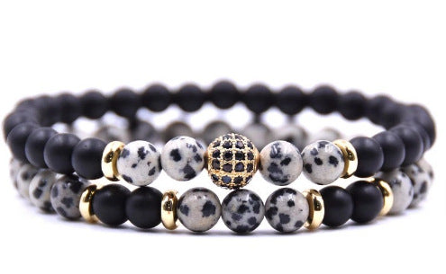 Pulsera de doble capa de bolas de diamante de circón de circón de circón de tigre de tigre al por mayor